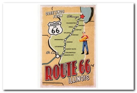 Address side of Postcard, from Collection of Historic Route 66, Postcard collection artwork created by Christopher Arndt