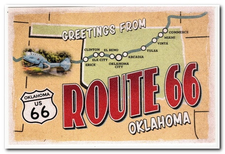 Address side of Postcard, from Collection of Historic Route 66, Postcard collection artwork created by Christopher Arndt