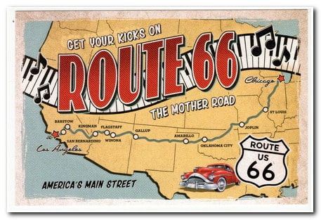 Address side of Postcard, from Collection of Historic Route 66, Postcard collection artwork created by Christopher Arndt